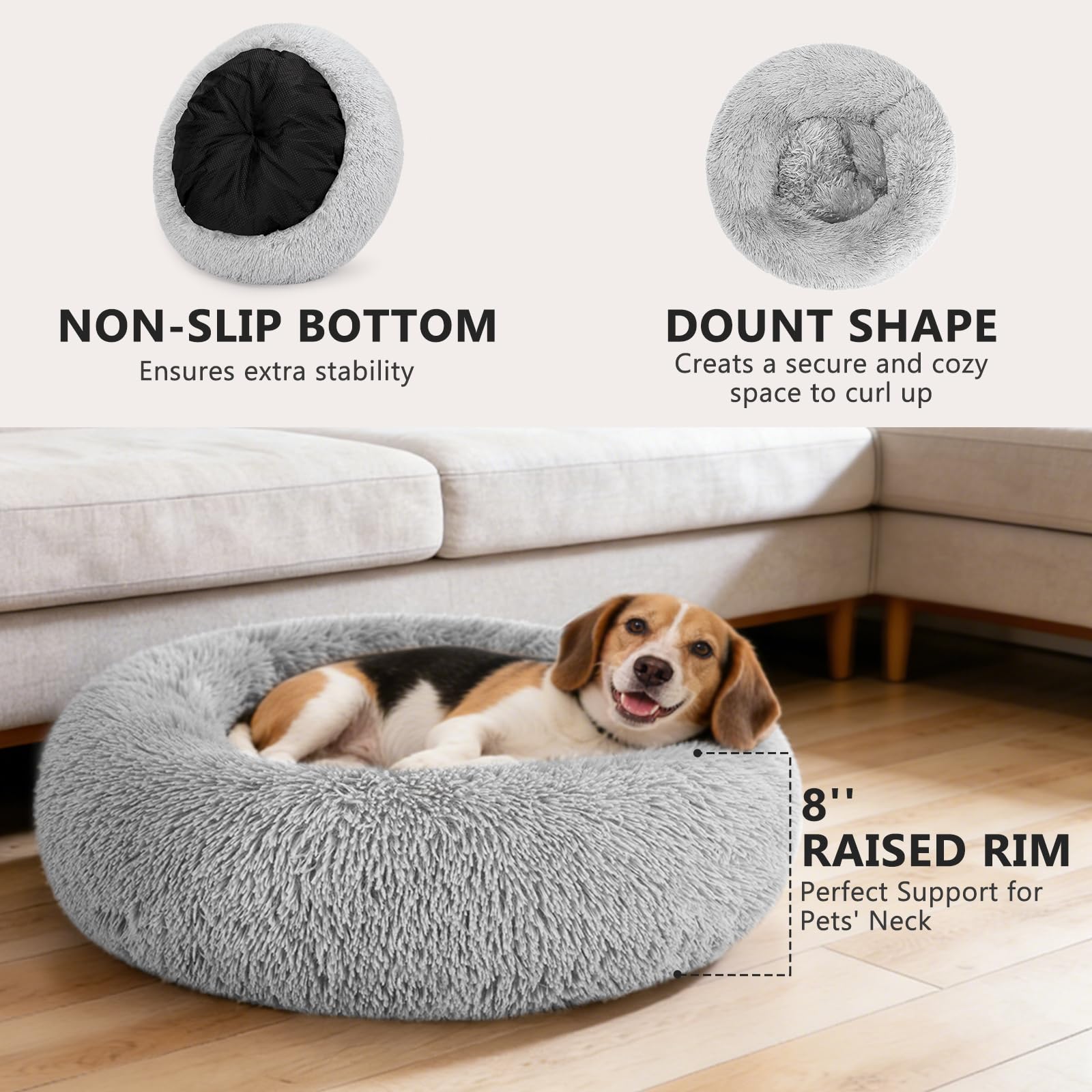 Borde elevado de MIXJOY ofrece soporte de cabeza y cuello para mascotas