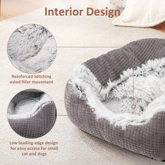 Cama MIXJOY para perros pequeños, 20 pulgadas, cueva-capucha gris