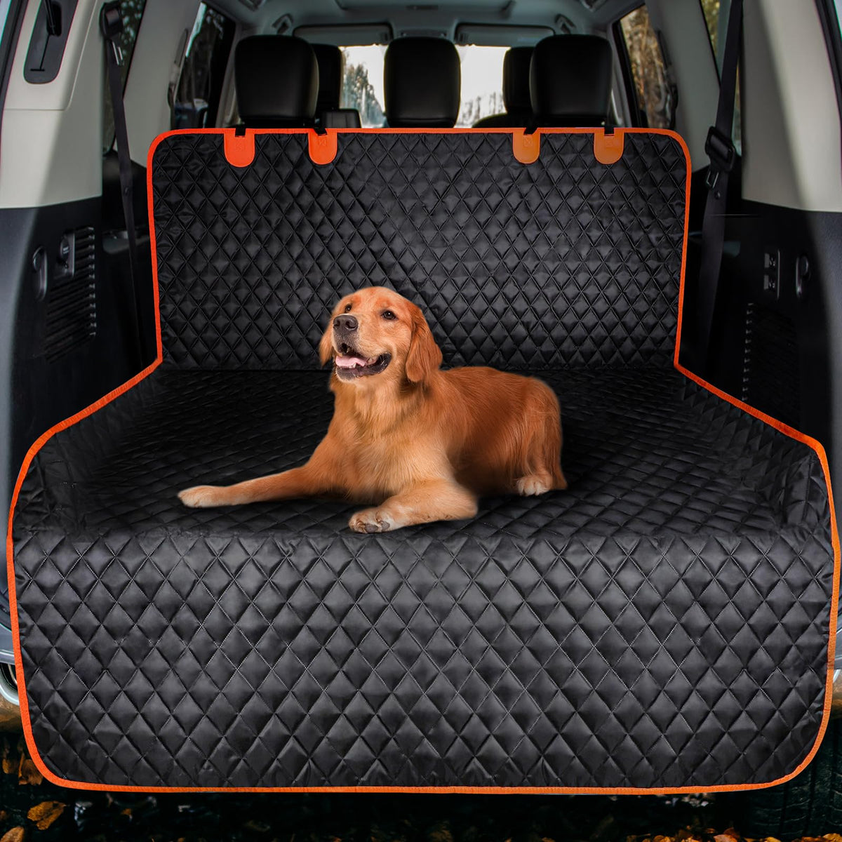 MIXJOY cobertura de maletero para perros protege el interior durante viajes.