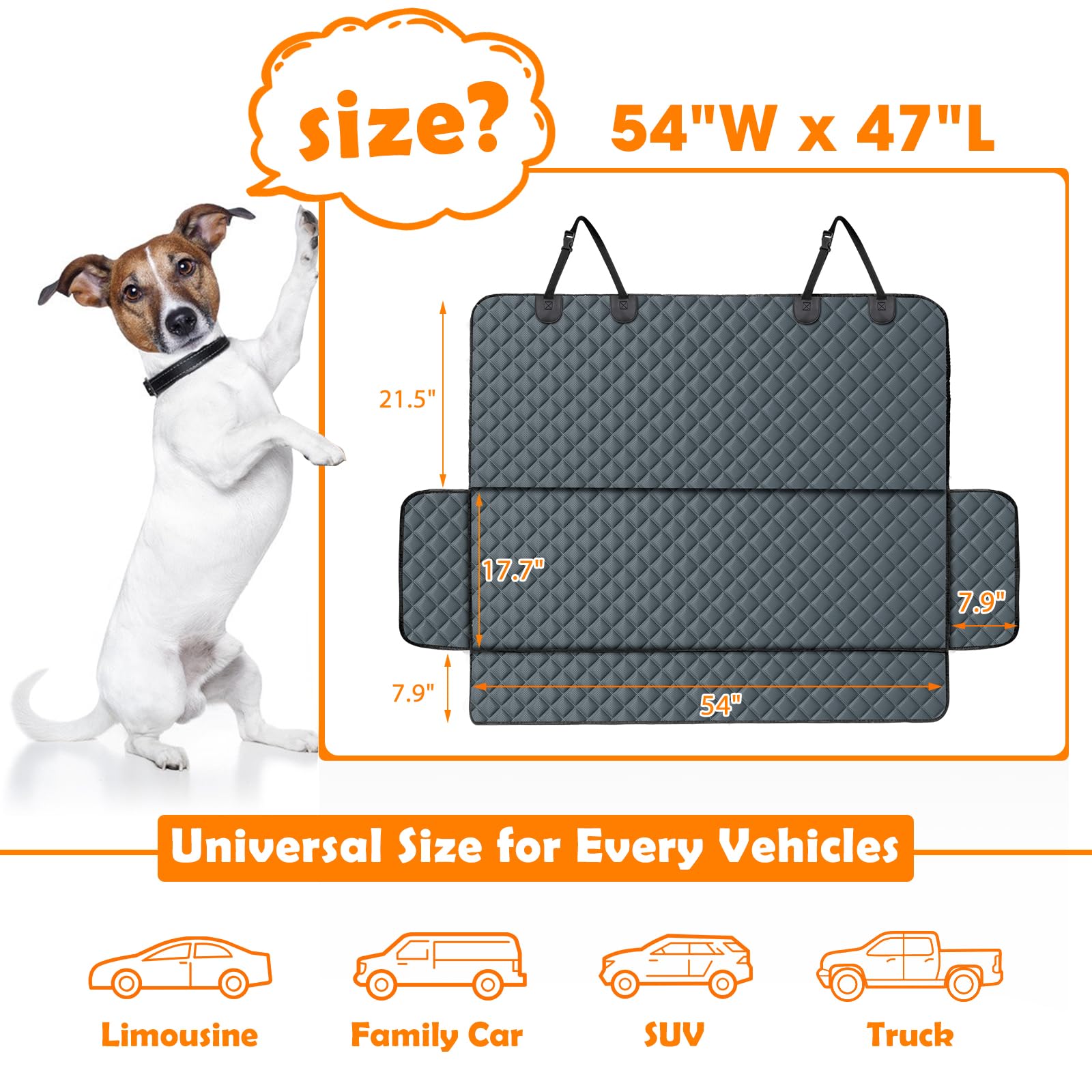 MIXJOY protección antideslizante para asiento trasero evita movimientos de mascotas.