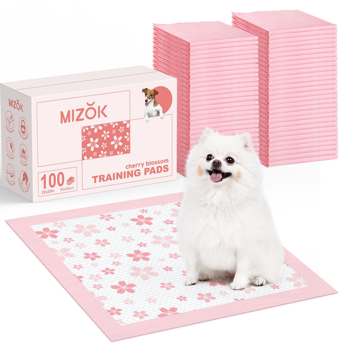 MIZOK pads diseño rosa cerezo para mayor comodidad del cachorro