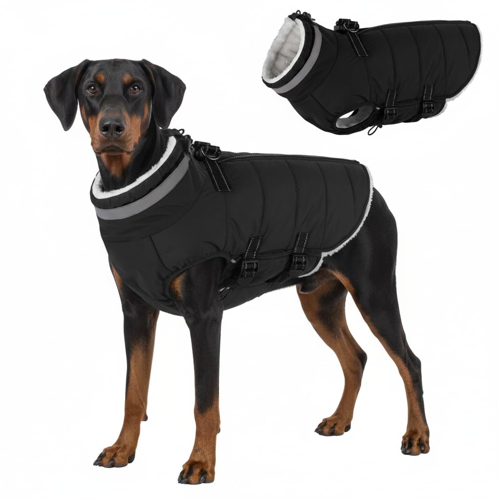 Mklhgty abrigo para perro grande con arnés integrado, ideal para paseos de invierno.