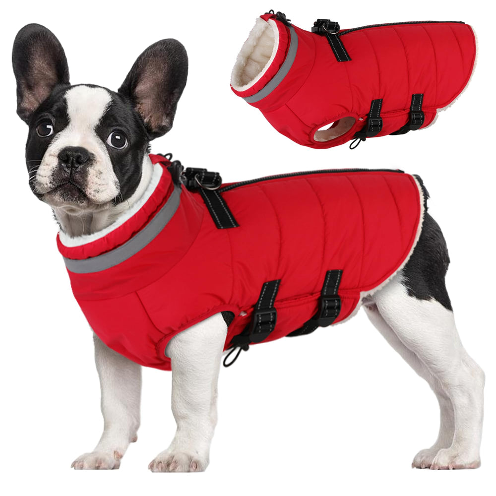 Mklhgty abrigo impermeable para perro pequeño con arnés integrado, protección contra lluvia