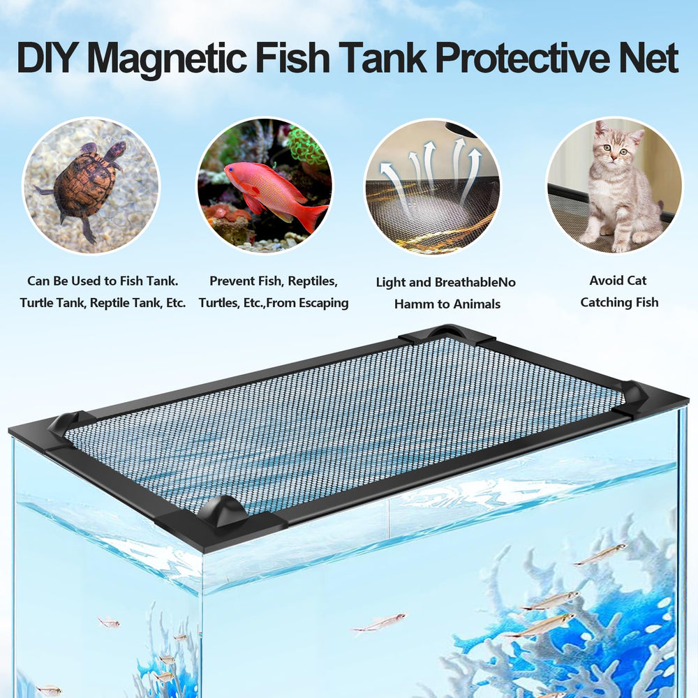 Malla de aire para acuario MLEJU favorece ventilación y seguridad.