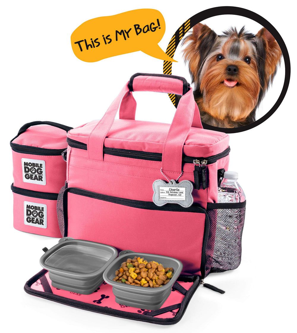 Mobile Dog Gear sección delantera rosa, acceso rápido a lo esencial.