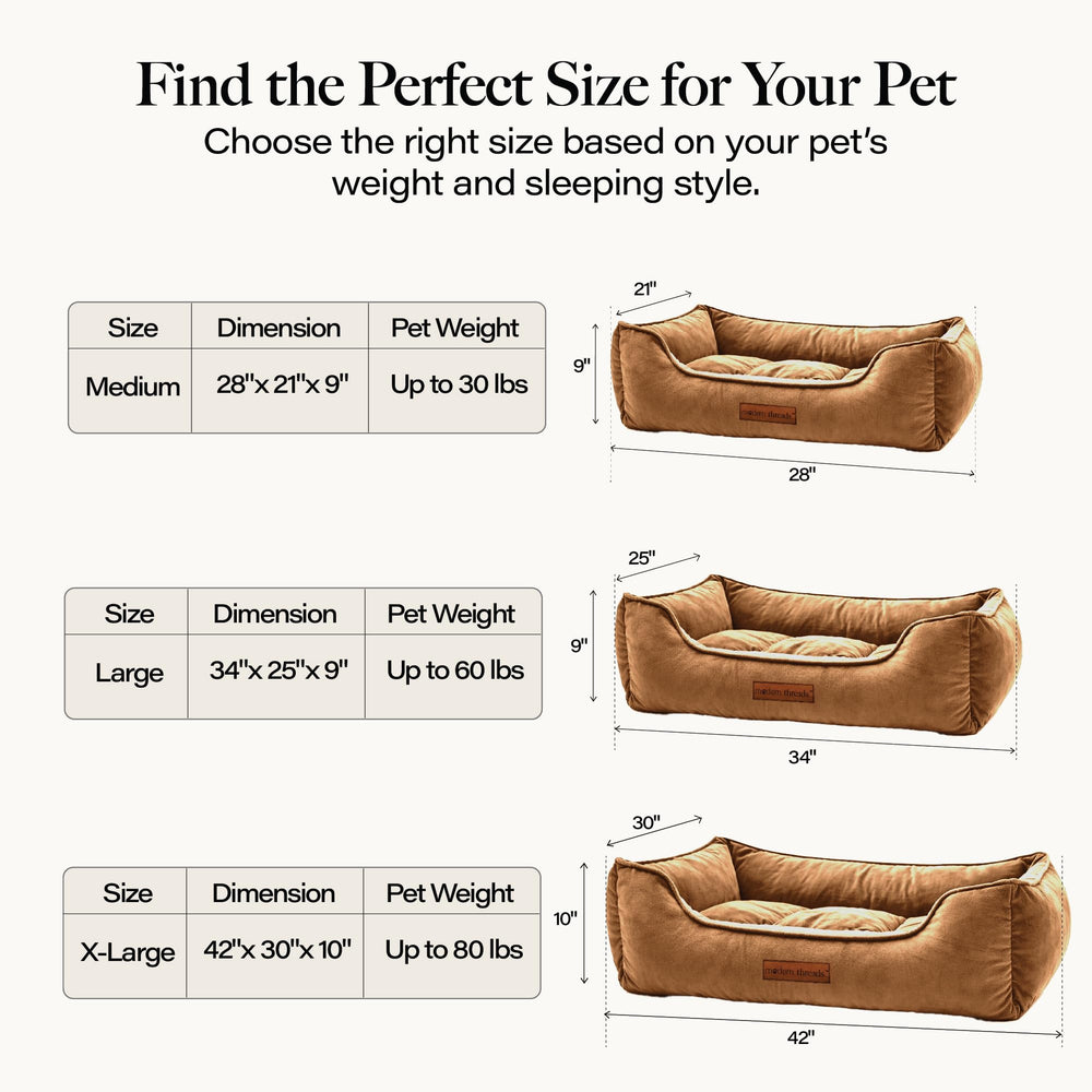 Modern Threads cama-perro, lavable a máquina para limpieza rápida.