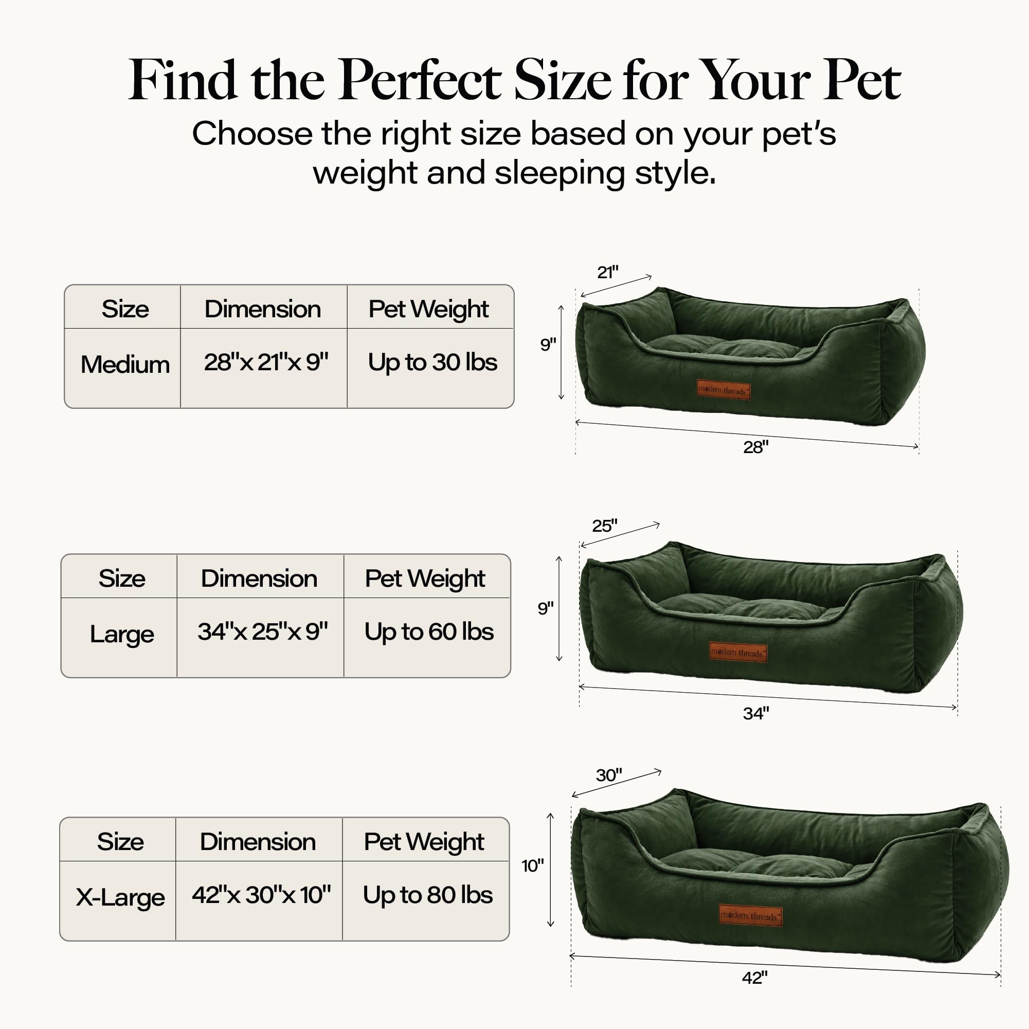 Modern Threads cama perro terciopelo verde bosque uso diario y confort