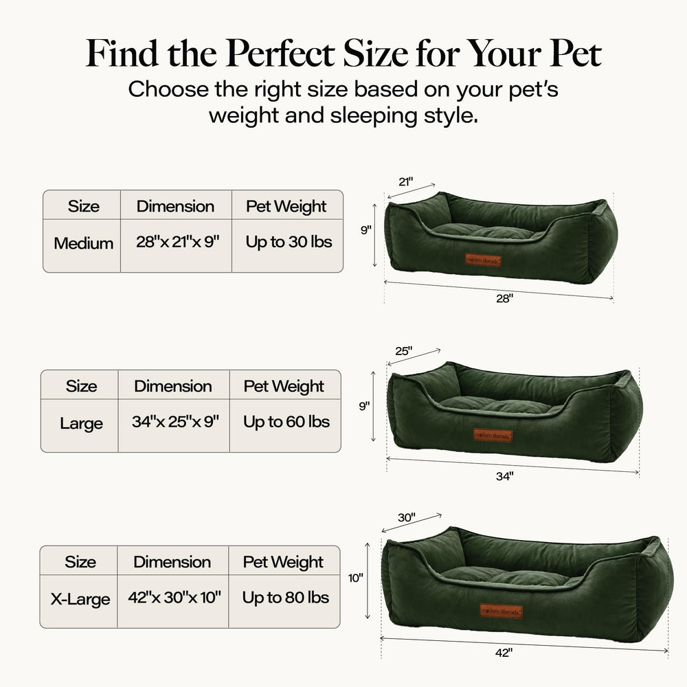 Modern Threads cama perro terciopelo verde bosque uso diario y confort