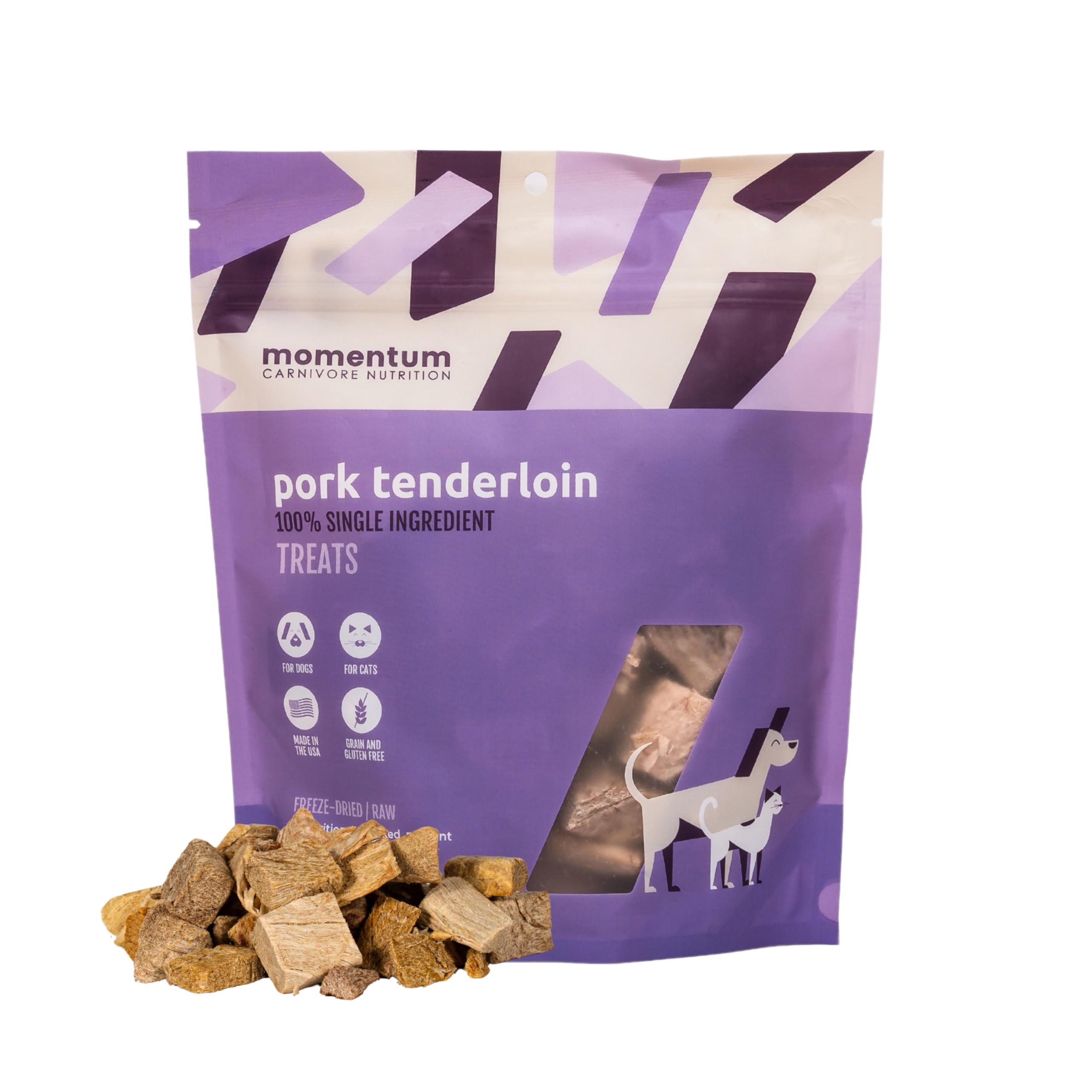 Momentum Carnivore Nutrition lomo cerdo liofilizado para perros: proteína limpia para entrenamiento