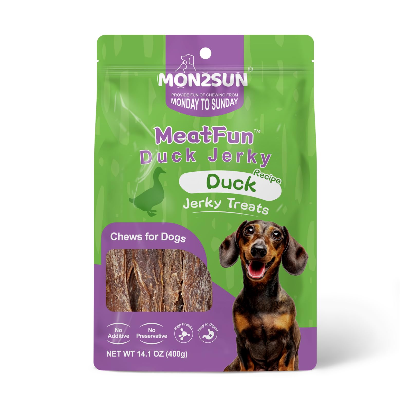MON2SUN Duck Jerky: bajo en grasa para un snack ligero.