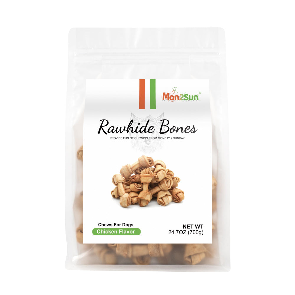 MON2SUN entretenimiento seguro para cachorros con huesos rawhide de pollo, 2-5 pulgadas.