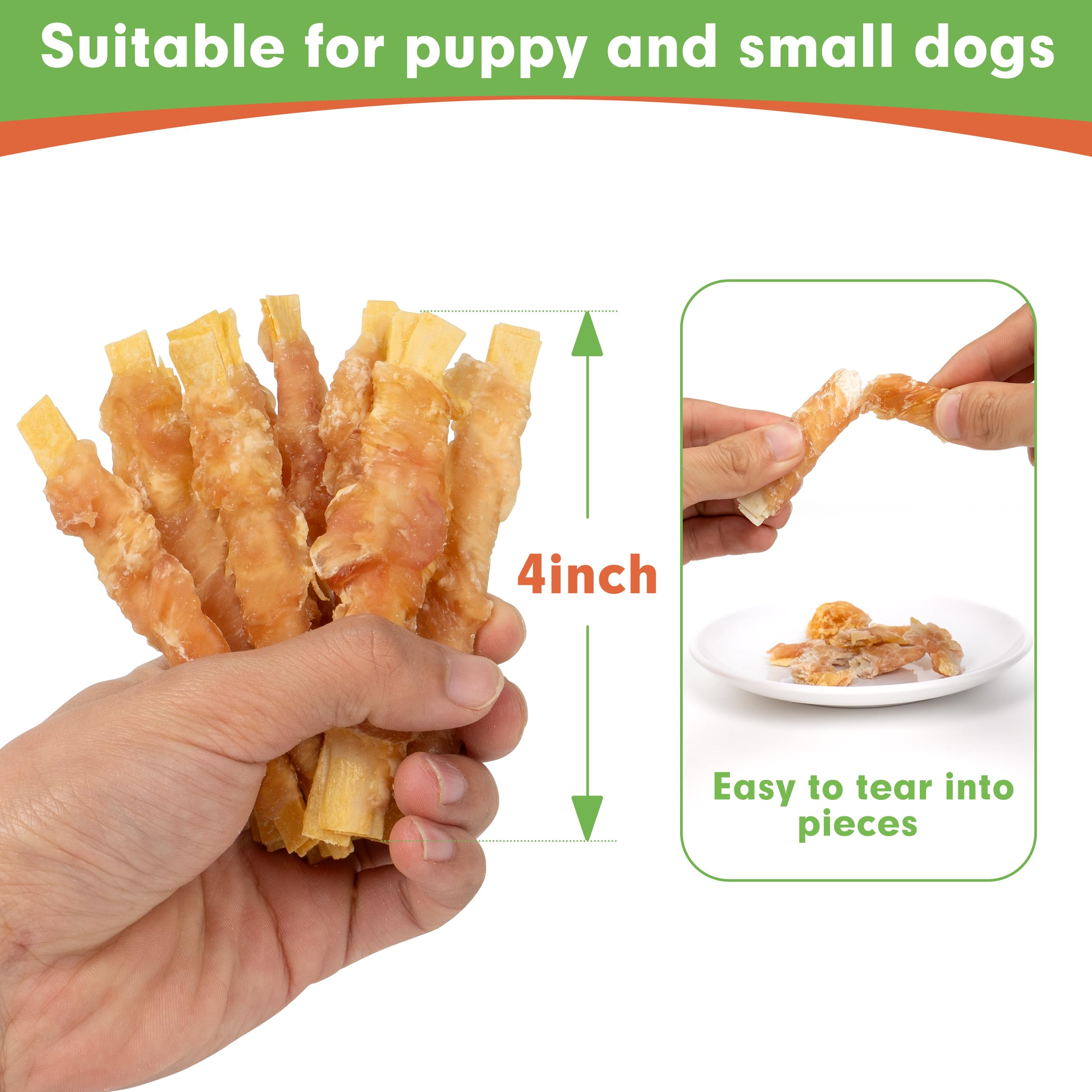 MON2SUN filete bacalao envuelto en pollo 4pulgadas, snack ideal para perros pequeños