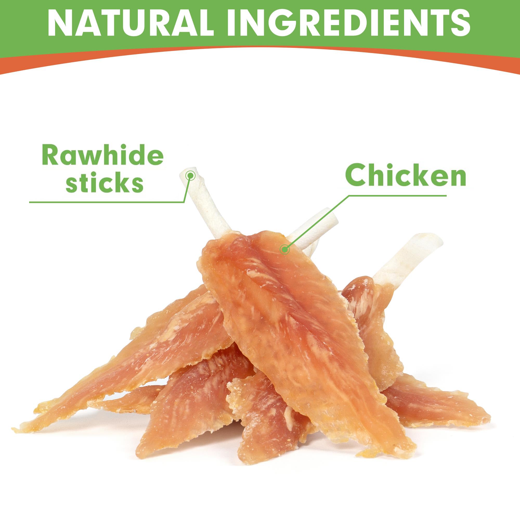 MON2SUN Hueso crudo envuelto en pollo, snack natural para perros.