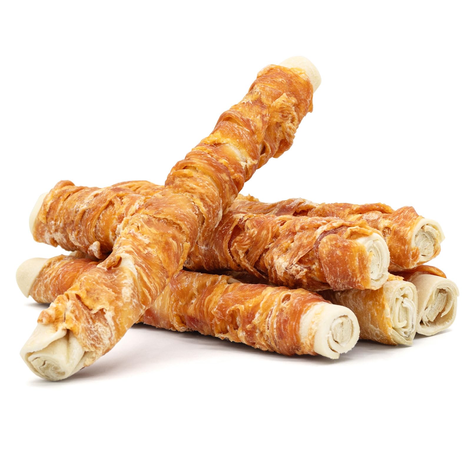MON2SUN rollos de pollo con cuero crudo, 9 pulgadas, para perros medianos y grandes, mejora higiene dental