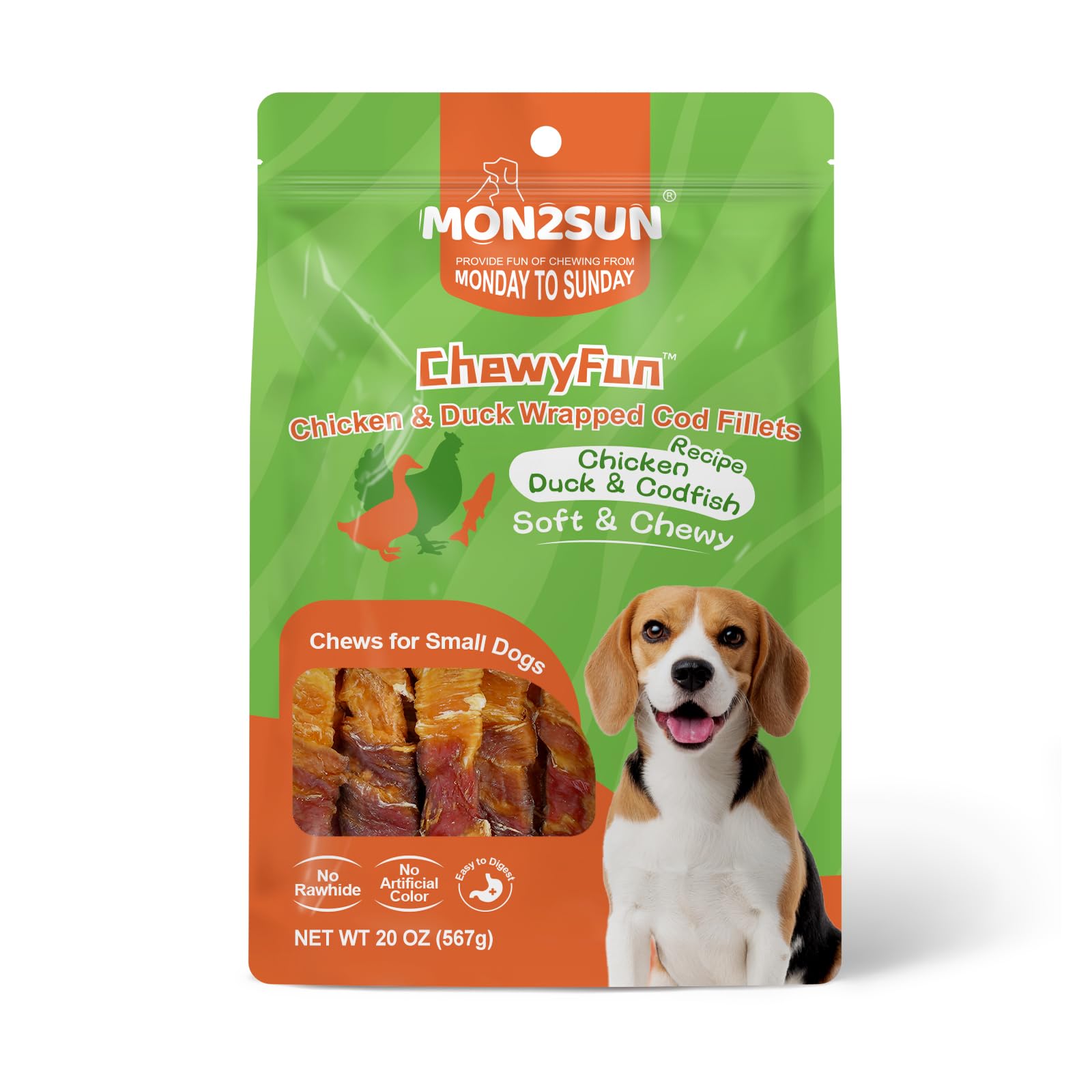 MON2SUN sin cuero crudo, golosinas para perros