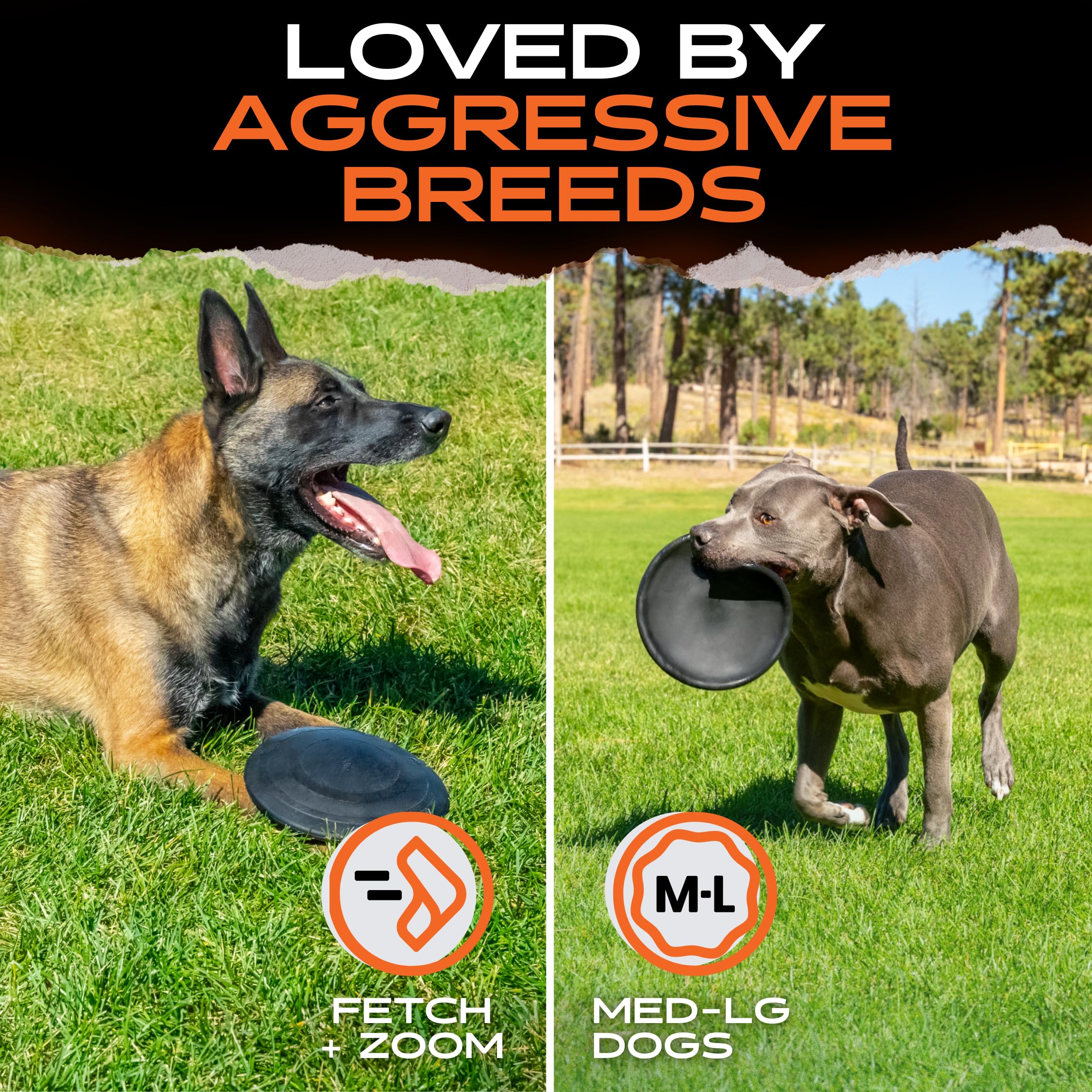 Monster K9 disco volador de caucho natural, material seguro
