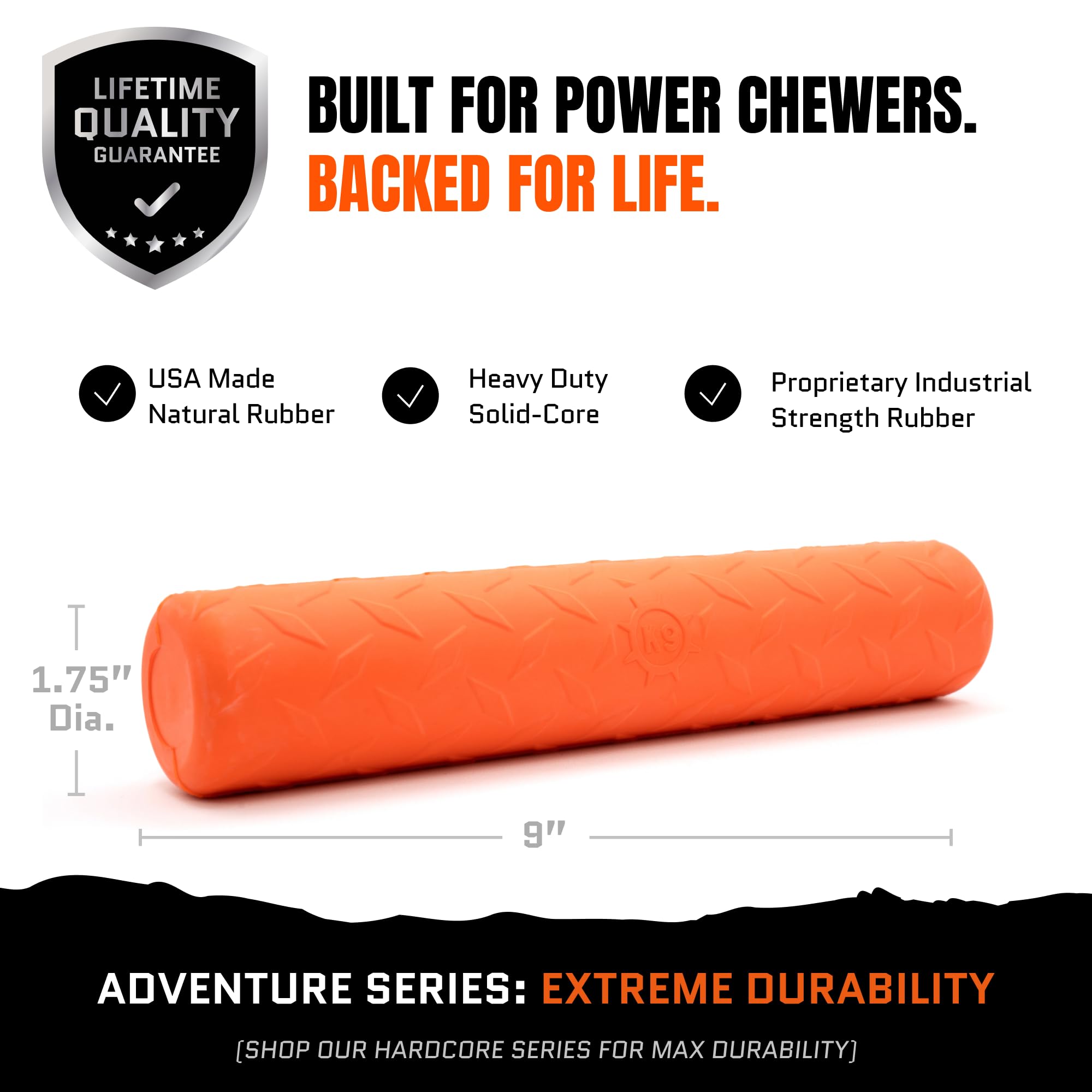Monster K9 Indestructible Stick: hecho en EE. U. U. con caucho no tóxico.