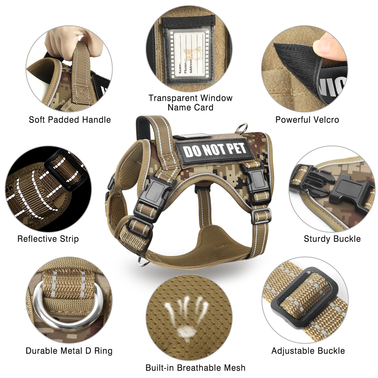 MOOGROU arnés táctico camuflado XL para razas grandes.