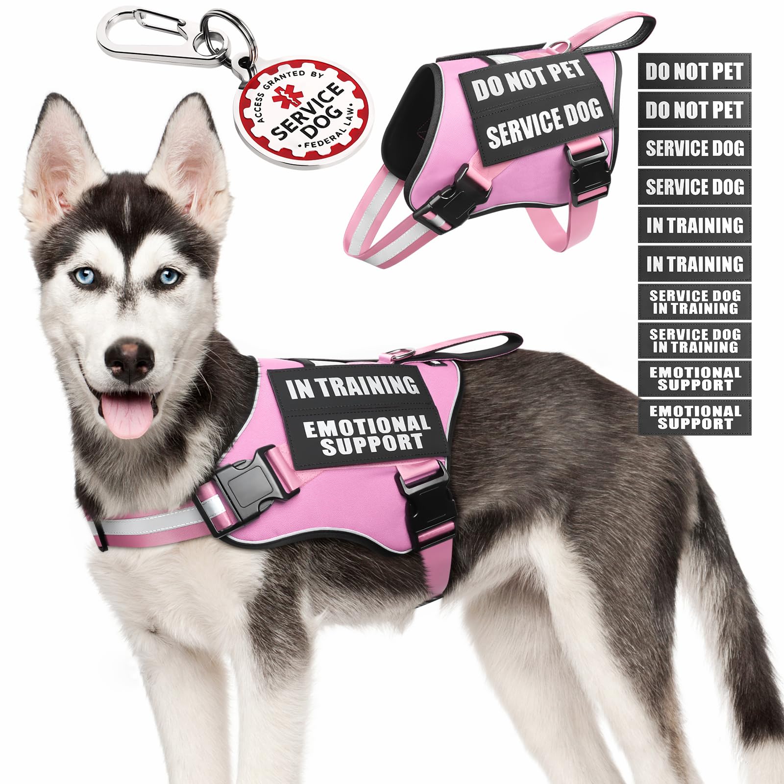 MOOGROU chaleco de servicio para perros rosa, fácil de colocar durante paseos diarios
