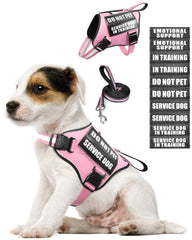 MOOGROU arnés de servicio para perro en color rosa con ajuste cómodo y seguro.