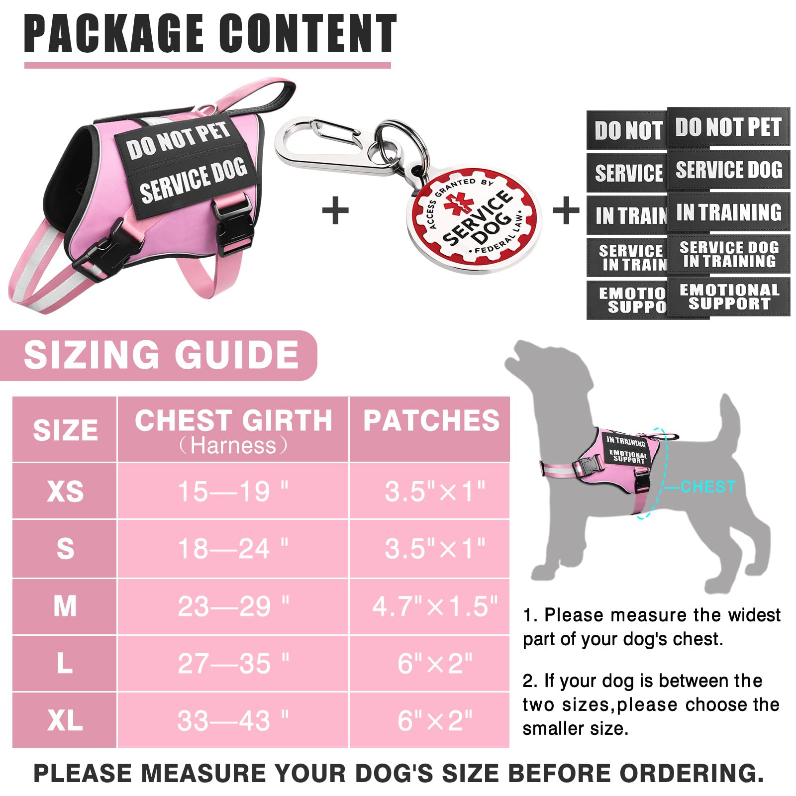 MOOGROU tallas para pecho del perro para ajuste seguro