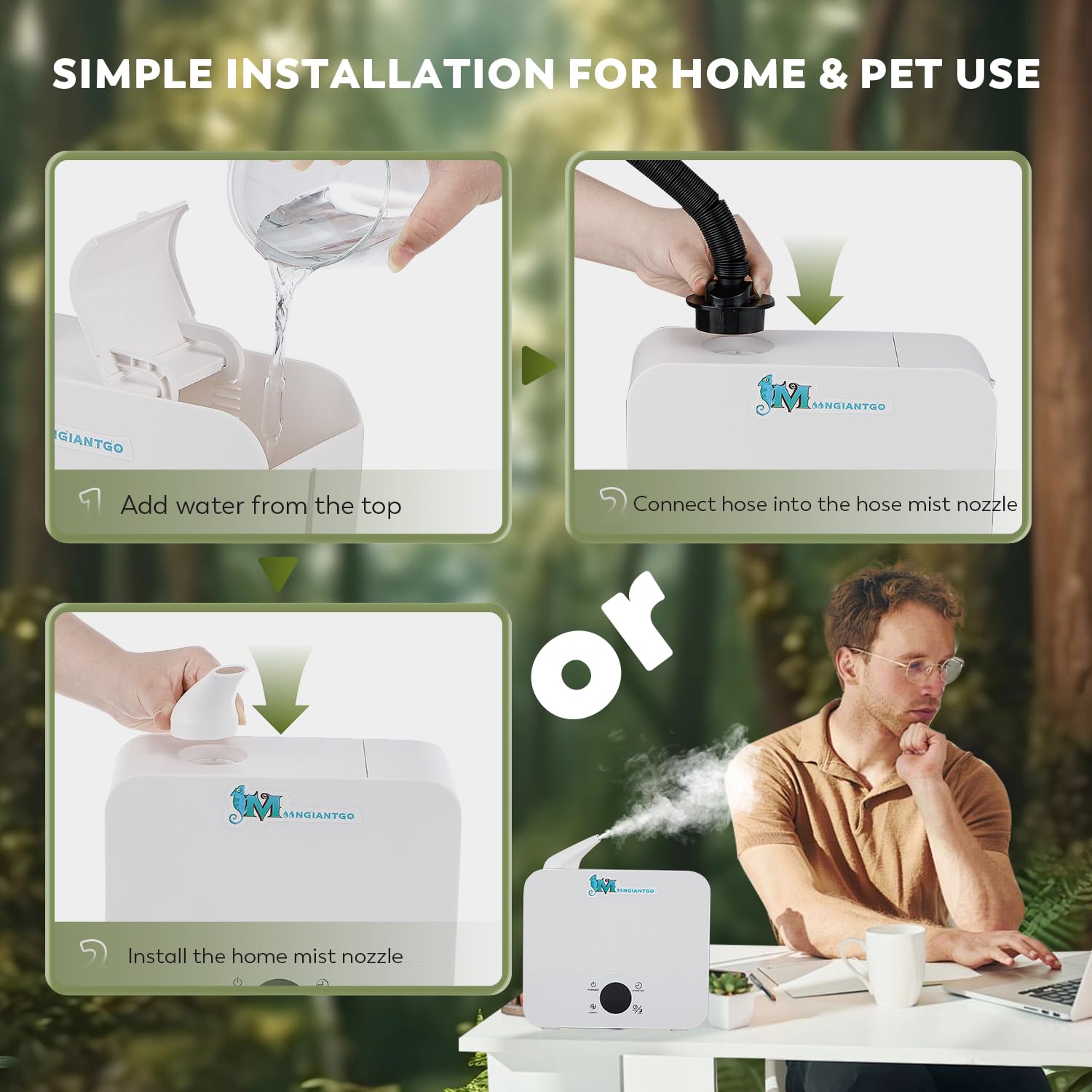Moongiantgo humidificador-reptiles-temporizador-intervalos programa ciclos regulares para una humedad estable.