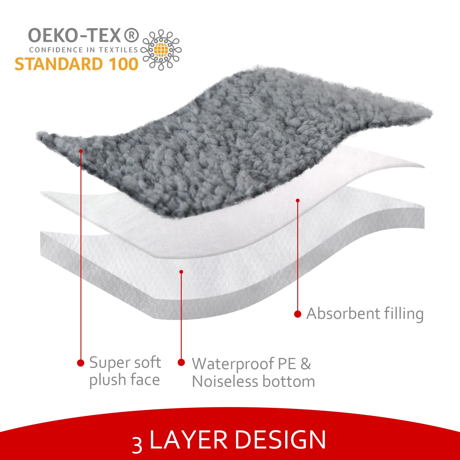 Moonsea diseño triple capa brinda comodidad y absorción eficiente para la siesta.
