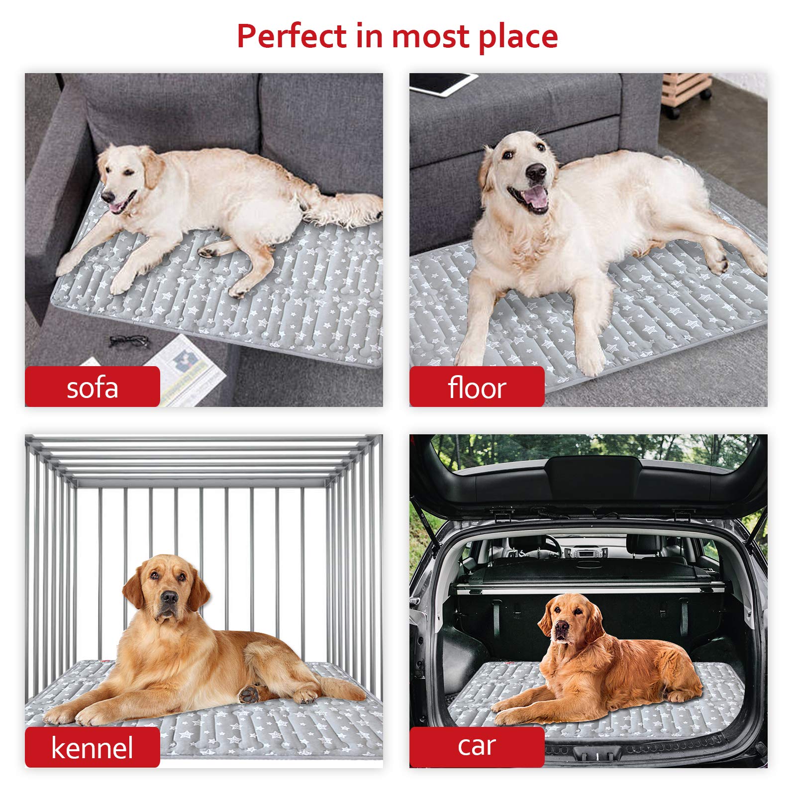 Moonsea Dog Crate Mat estampado de estrellas, añade estilo y comodidad.