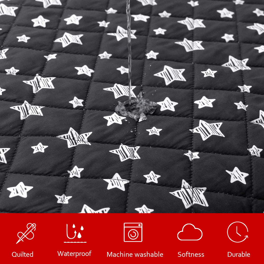 Moonsea funda cama perro acolchado suave con estrellas negras para mayor confort