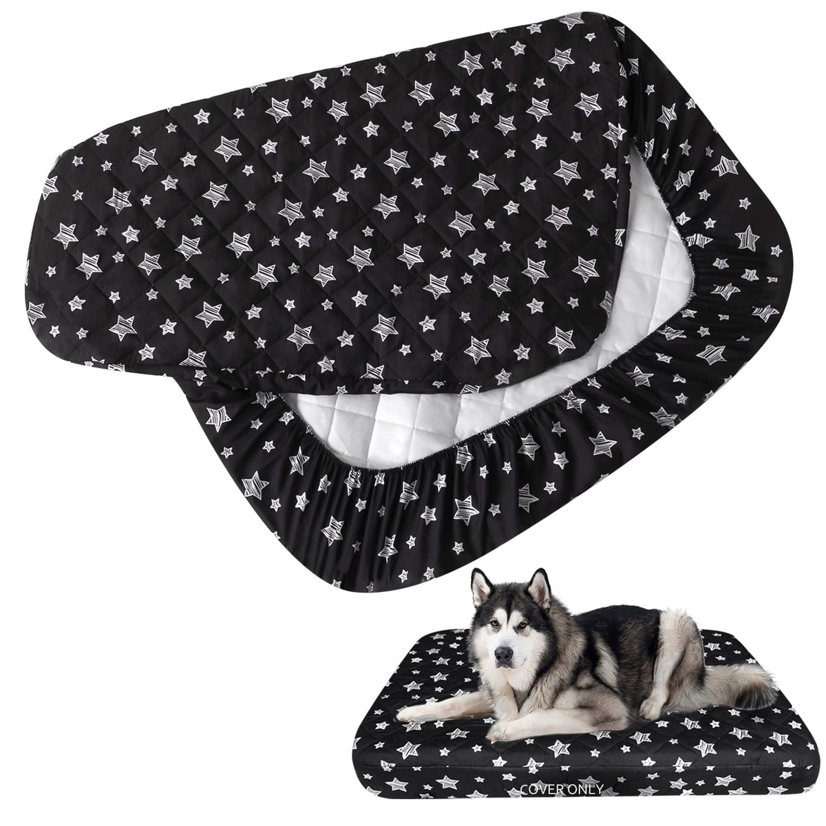 Moonsea funda cama perro impermeable con estampado de estrellas negro para 44x54
