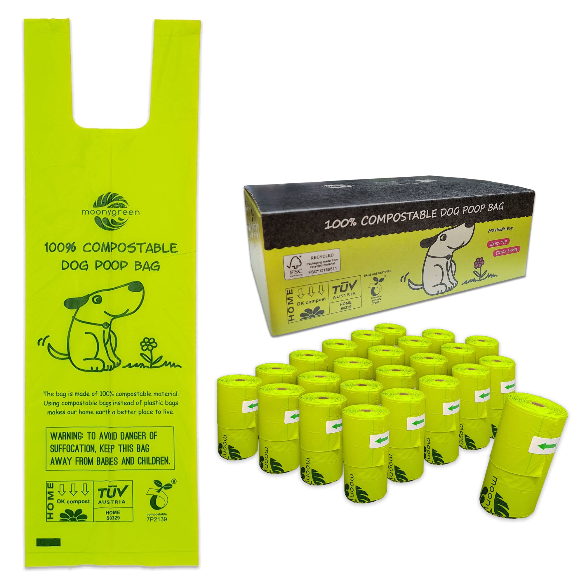 moonygreen bolsas compostables para excrementos de perro, cierre fácil