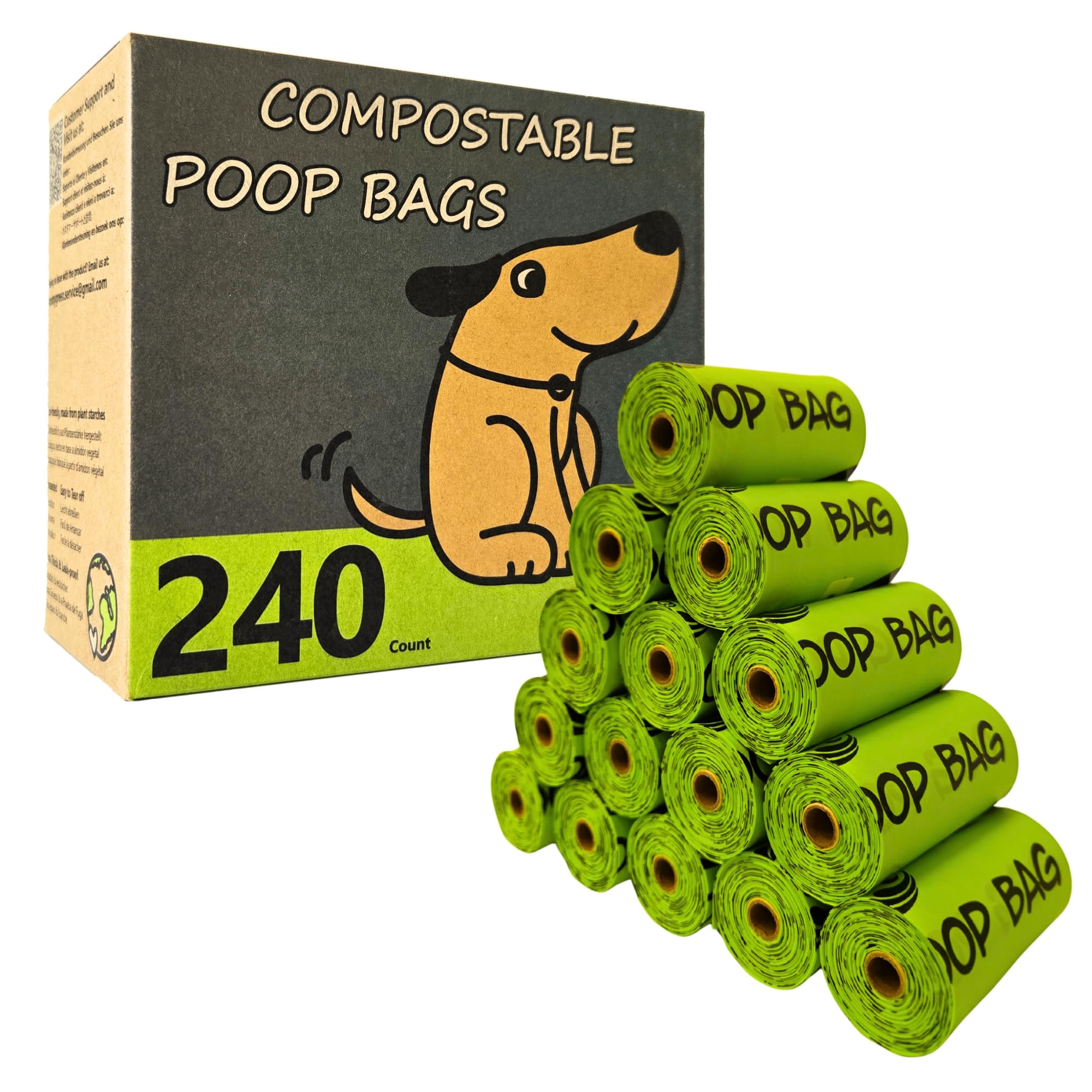 Moonygreen rollos de bolsas compostables para heces de perro, fáciles de usar.