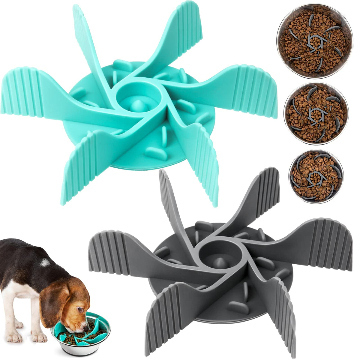 MooonGem inserto lento para tazón de perro con ventosa estable, fomenta comer despacio