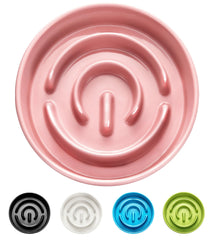 MOPANG comedero cerámico lento de ocho pulgadas en rosa, ideal para comer despacio.