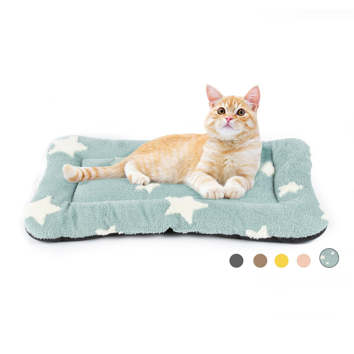 Cama Mora Pets para gatos en interior, lavable y azul con diseño estrella.