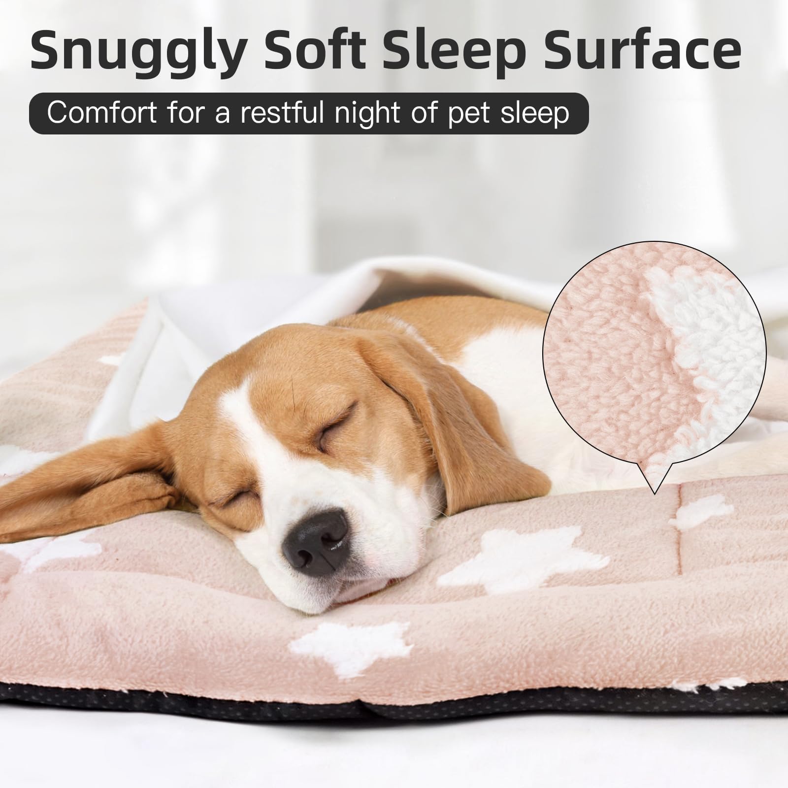 Cama Mora Pets dentro de jaula para perros pequeños, rosa, ideal para transporte.