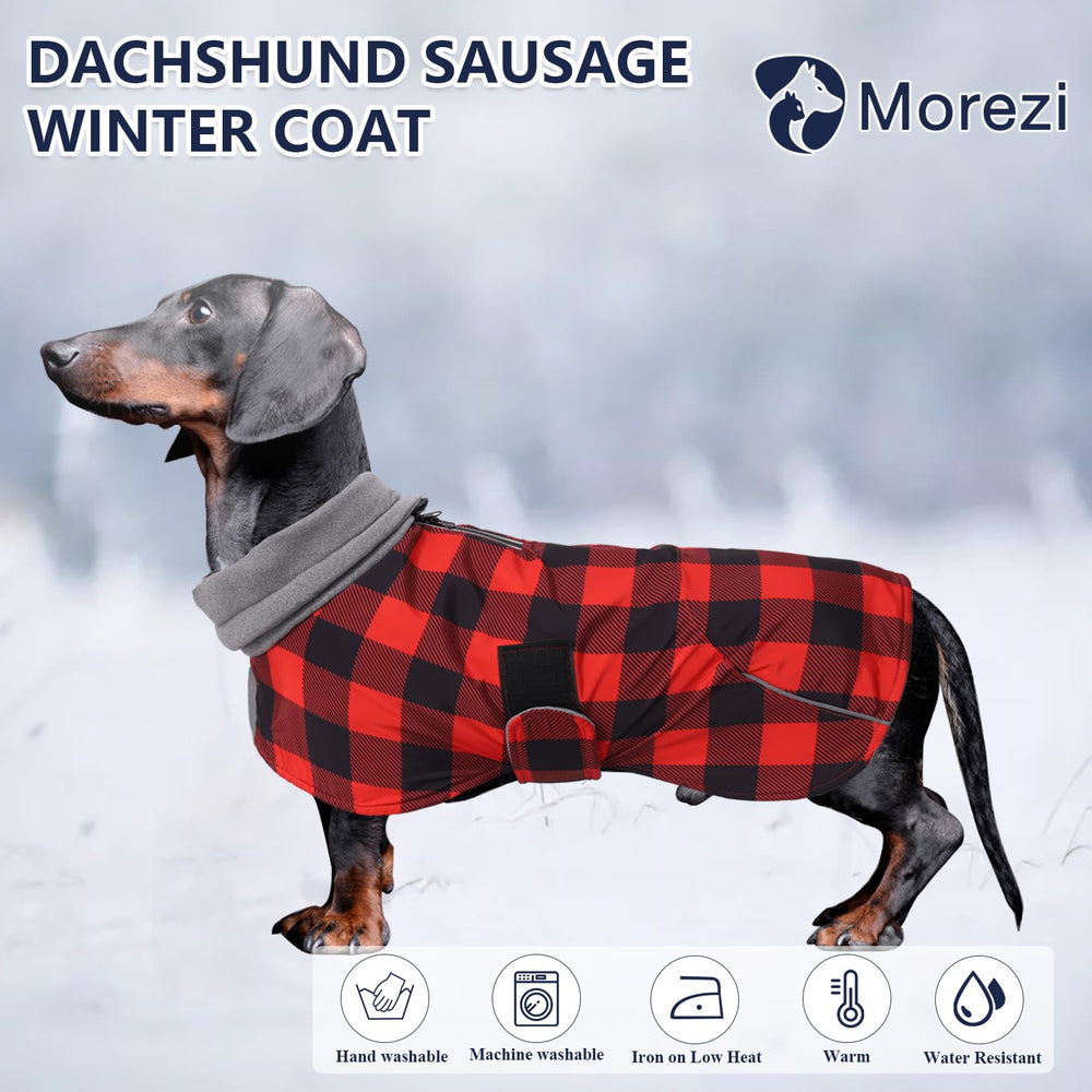 Morezi capa impermeable para perro salchicha, vista lateral, ajuste cómodo y seguro