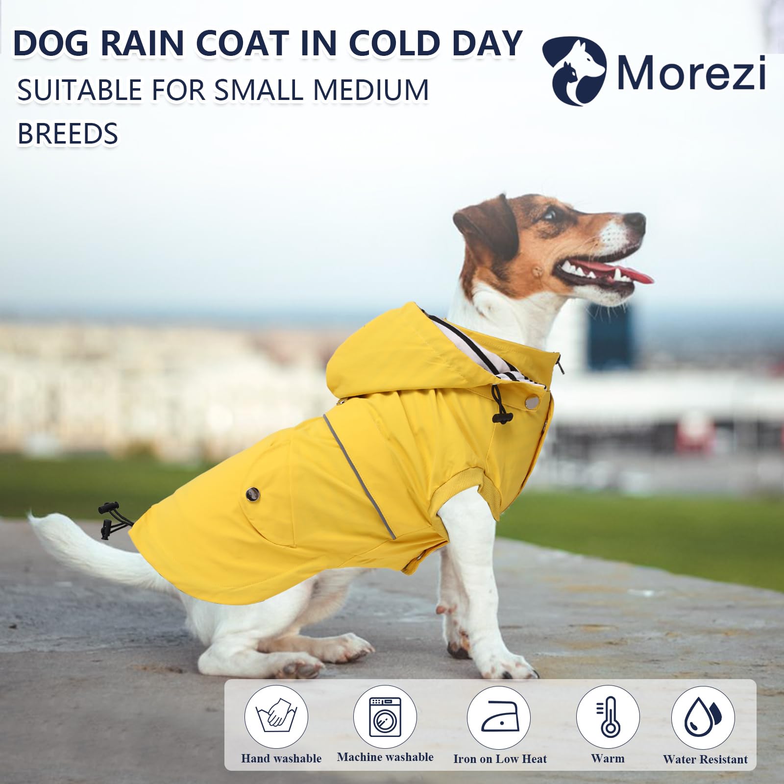 Morezi chaqueta de lluvia para perro con cremallera, fácil de poner y quitar