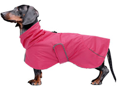Abrigo impermeable Morezi para dachshund con forro polar, ideal para días lluviosos.