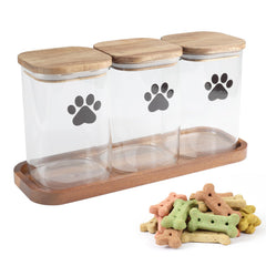 Morezi contenedor hermético para golosinas de perro, juego de tres jarras con tapa