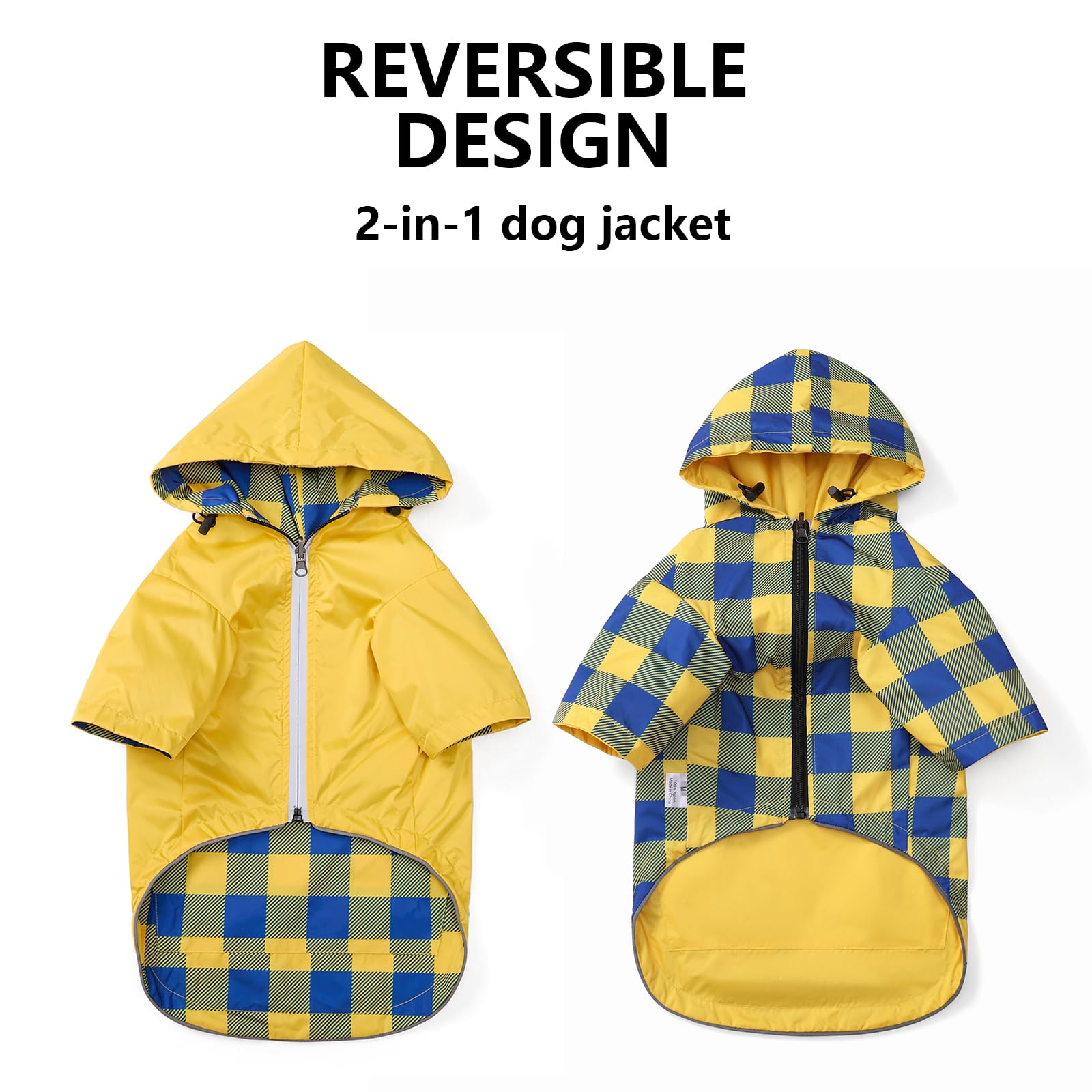 Morezi chaqueta impermeable para perros, lado reversible expuesto, opción dos en uno para climas variables.
