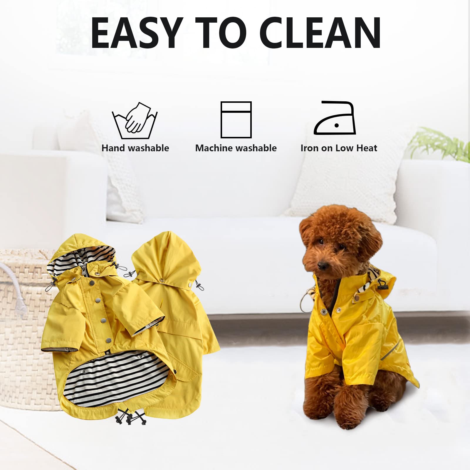 Morezi impermeable amarillo con diseño de patas para mayor cobertura.