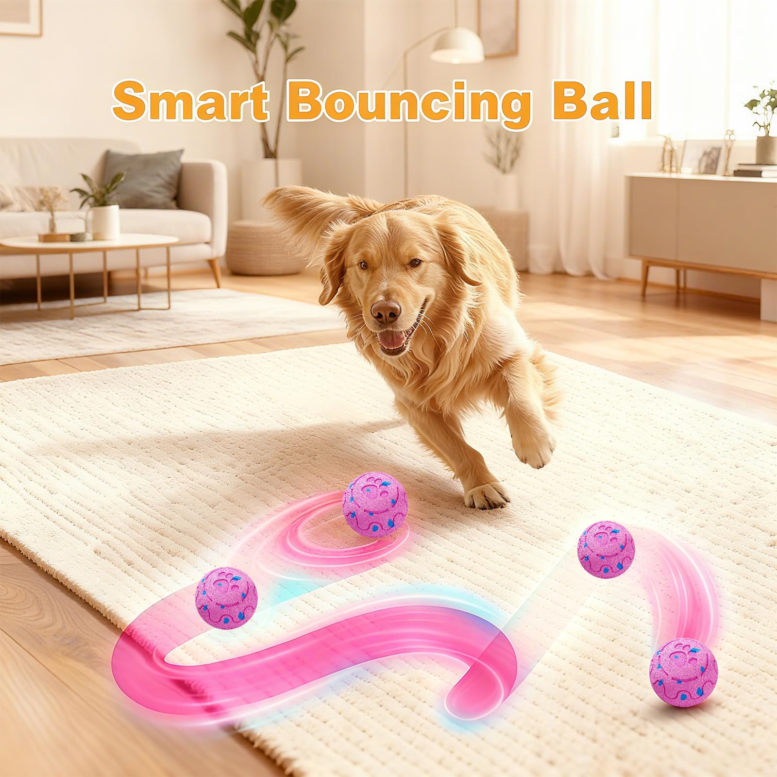 Morhandisn bola interactiva rosa, material E-TPU resistente para mordedores activos.