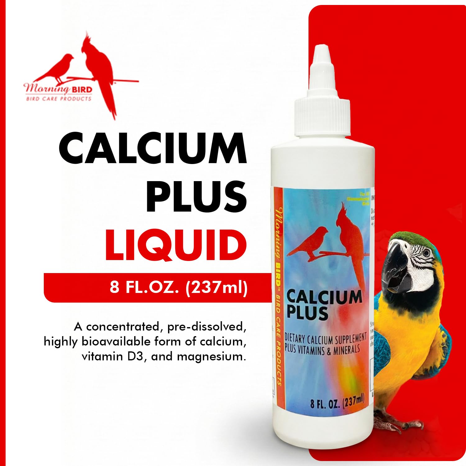 Morning Bird Calcium Plus líquido mezclado con comida para dosis sencilla
