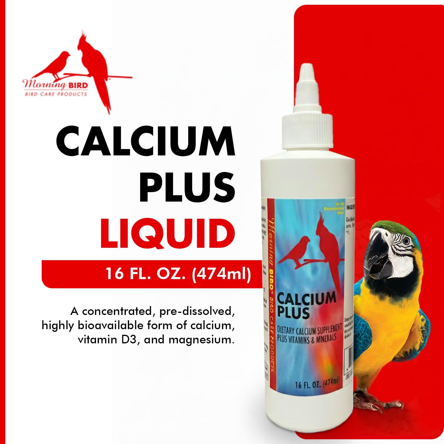 Morning Bird Calcium Plus Líquido mezclado con alimento para ingesta regular de calcio
