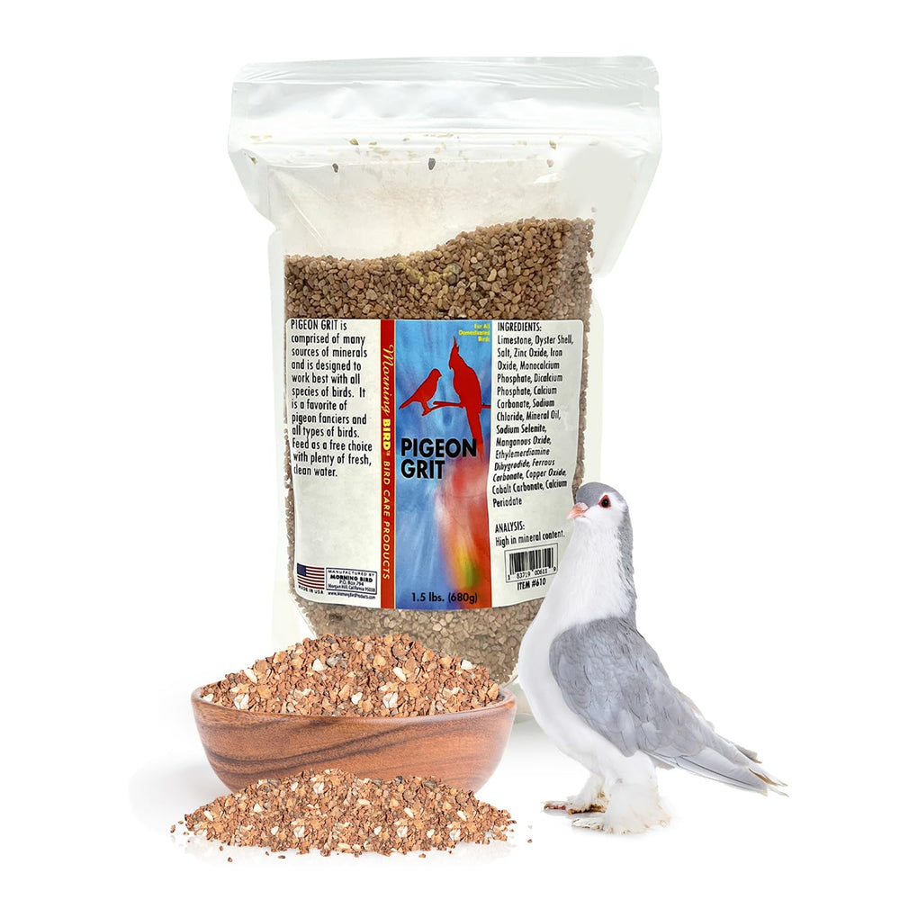 Morning Bird granulado para palomas, bolsa de 1.5 libras, ideal para alimentación diaria.