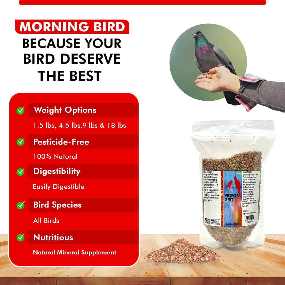 Morning Bird granulado para palomas, fabricado en EEUU, alta calidad constante.