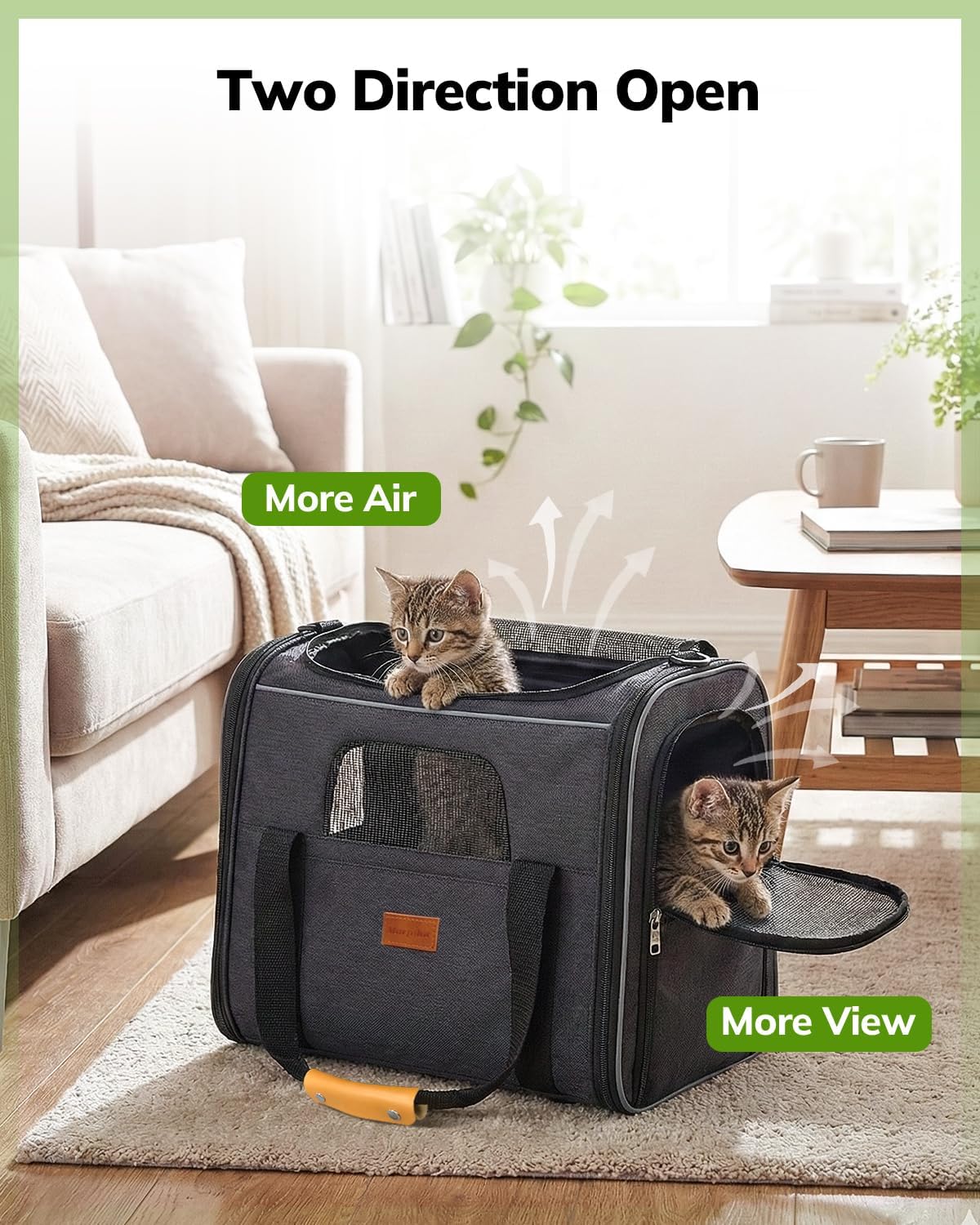 Morpilot transportín para gatos con correas ajustables y asa de cuero para llevar.