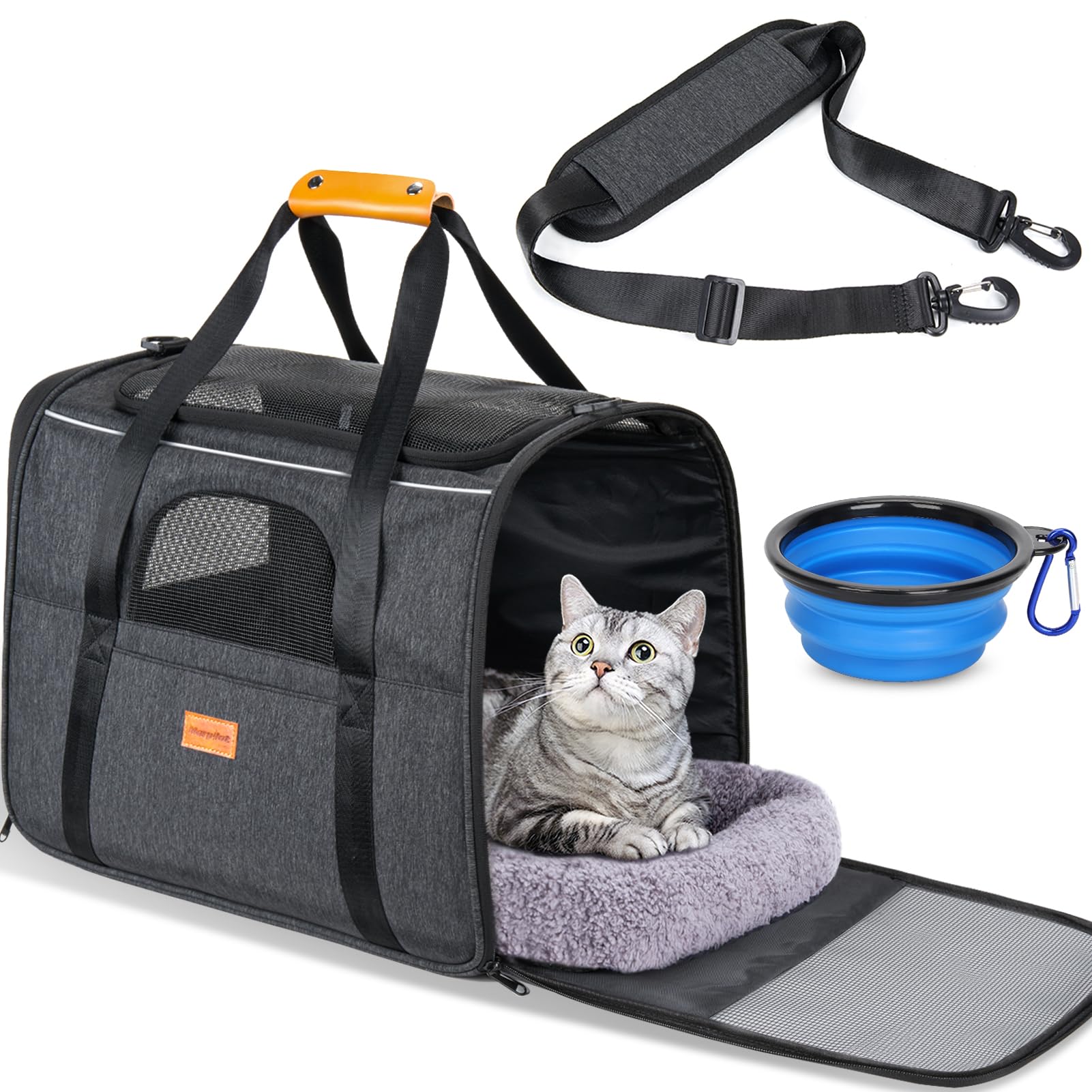 Morpilot transportín para gatos con espacio amplio para moverse durante el viaje.