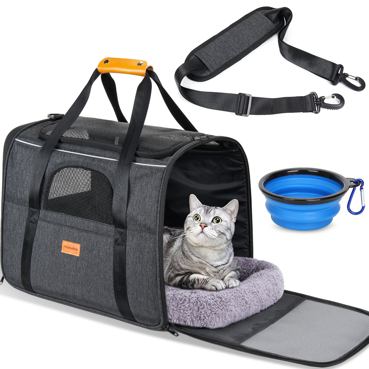 Morpilot transportín para gatos con espacio amplio para moverse durante el viaje.
